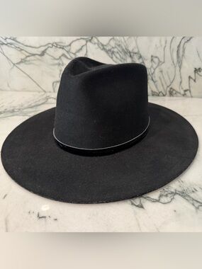 Janessa Leone Black Wool Felt Hat Large